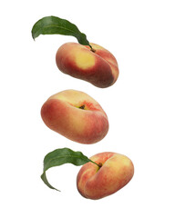 Ripe fig peaches on white isolated background
