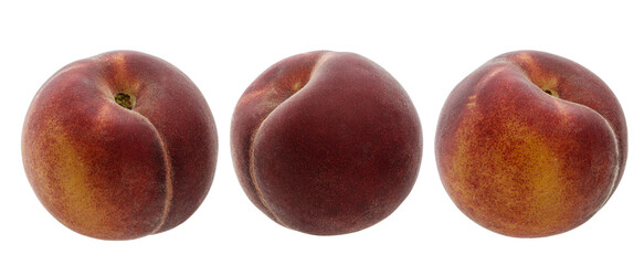 Ripe peaches isolated on white background