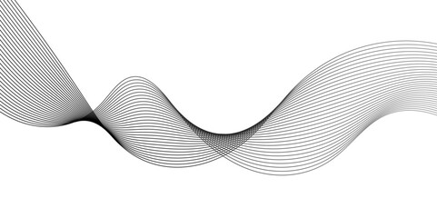 Abstract technology lines on white background. Undulate Grey Wave Swirl, frequency sound wave, twisted curve lines with blend effect, wave with lines created using blend tool.