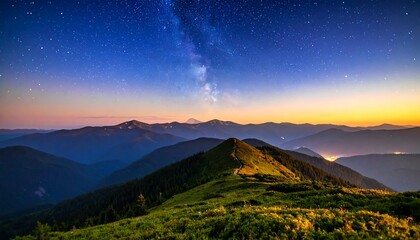 Night view of mountain range with milky way