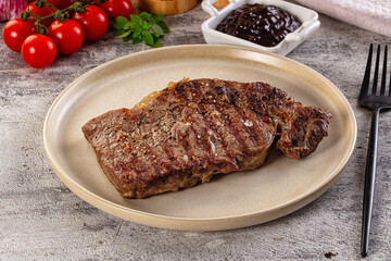 Grilled rib eye beef steak