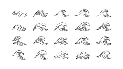 Fototapeta premium Collection of Elegant Wave Illustrations Diverse ocean waves for your designs , reflecting movement of tide and sea