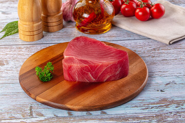 Raw fresh tuna fillet cut