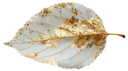 Decomposed Leaf Skeleton on Transparent Background for Botanical Design Elements