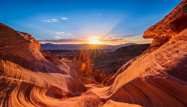 sunset from within moon cave slot canyons in nevada