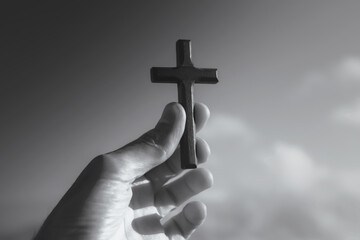 cross on the hand of the man.