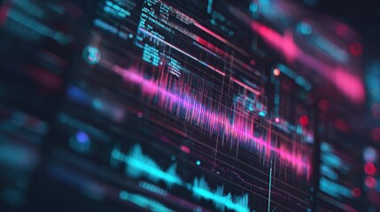 abstract background of coding software for sound beats technology