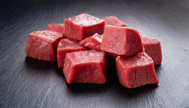 raw fresh meat sliced in cubes red meat chunk