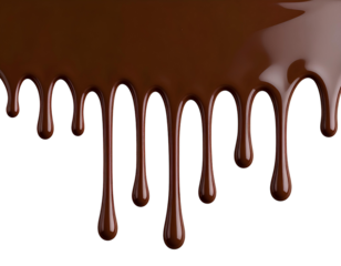 Dripping Chocolate Paste Blob with Gravity Pull Effect, High Gloss Finish, PNG Format.