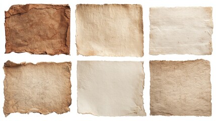 collection of. various vintage note papers on white background. each one is shot separately, no logos, no brands