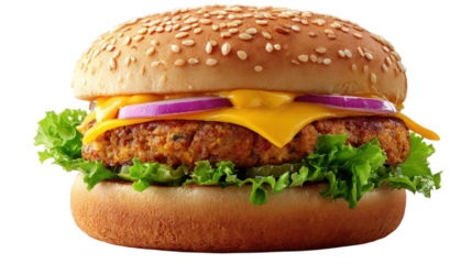 Delicious Vegan Burger with Fresh Toppings, a Healthy and Sustainable Food Choice