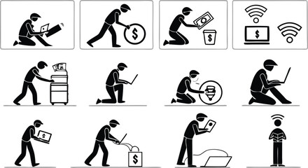 Essential Life Icon Set – Finance, Insurance, Education, and Household Symbols