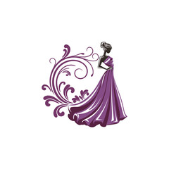 vector illustration of a princess in pink color. 