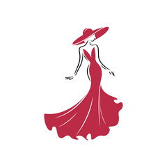 woman in red dress with fashion logo, Beauty parlour, fashion house, modeling, jewellery, design, style, jeans, jacket, shoes, 