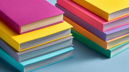 Stack of blank notebooks. Modern stationery concept
