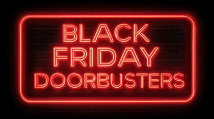 Neon sign advertises Black Friday Doorbusters