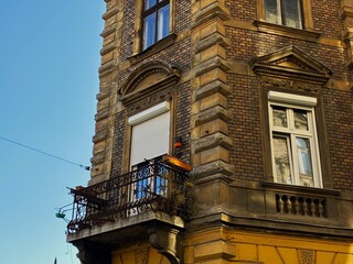 Ornate facade of a building in Budapest.