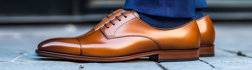 Polished Brown Leather Dress Shoes.