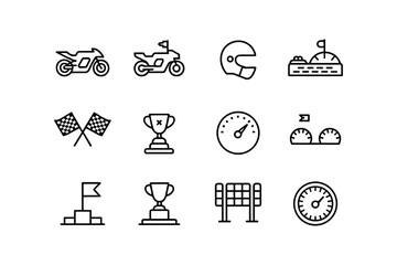 Racing & Motorcycle Sports Icon Set