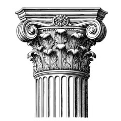 Obraz premium Classical Corinthian column with intricate floral design 
