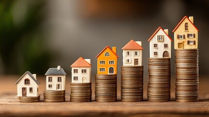 Housing market trends showing increasing property value and financial forecasts, focused on real estate investment and economic growth