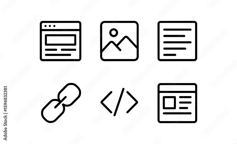 Poster minimalist line icons set for web and app design