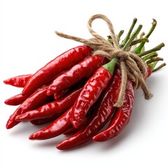 Vibrant Red Chili Peppers Bound by Rustic Twine