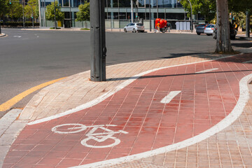 Marked Red Bike Path in Sunny Valencia Street