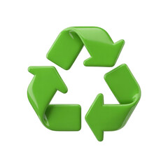 Green recycling symbol with three arrows representing sustainable environment and eco-friendly practices