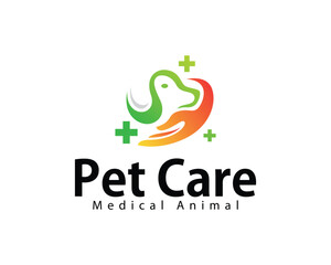 Fototapeta premium pet care logo creative design concept health medical clinic dog