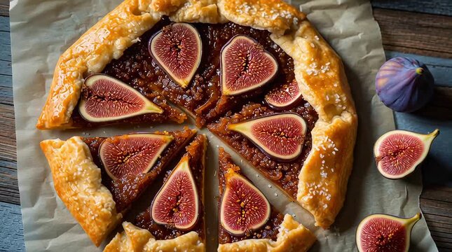 French fig galette with crispy crust and juicy filling, beautifully arranged with fresh figs, showcasing a delicious dessert perfect for any occasion or celebration