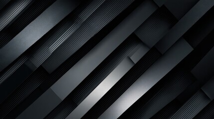 Obraz premium Dark grey stripes abstract tech banner graphic design. Geometric modern background. Vector illustration, no logos, no brands