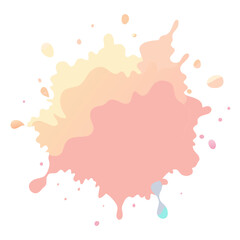 Abstract pastel paint splatter silhouette with soft gradients isolated on white background