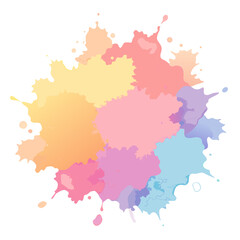 Vibrant watercolor paint splatter explosion of soft pastel colors isolated on white background silhouette