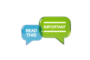 Colorful speech bubbles graphic: read this and important messages on vibrant background art