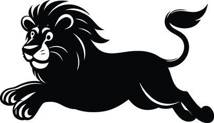 Majestic lion running in silhouette