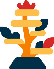 Fototapeta premium Abstract tree with orange and blue leaves, stylized nature 