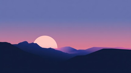 Fototapeta premium Serene mountain sunset with vibrant pink and purple sky