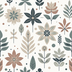 Elegant Seamless Floral Pattern &ndash; Vintage Hand-Drawn Flowers in Soft Pastel Tones.