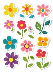 A delightful array of floral stickers showcases an assortment of bright and simple flowers perfect for enhancing creative activities and beautiful designs. These designs inspire joy and creativity