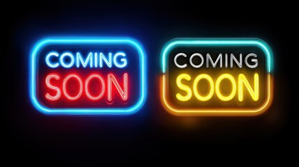 Coming soon signs. Vector illustration, no logos, no brands