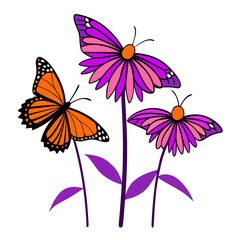 set of colorful butterflies