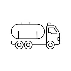 Tanker truck icon for liquids in simple line art style