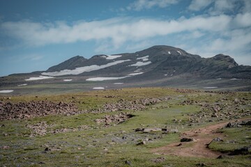 mountain landscape with blue sky and clouds