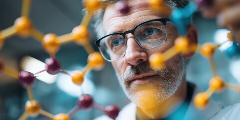 Researcher examines molecular structure in laboratory during daylight hours for scientific discovery