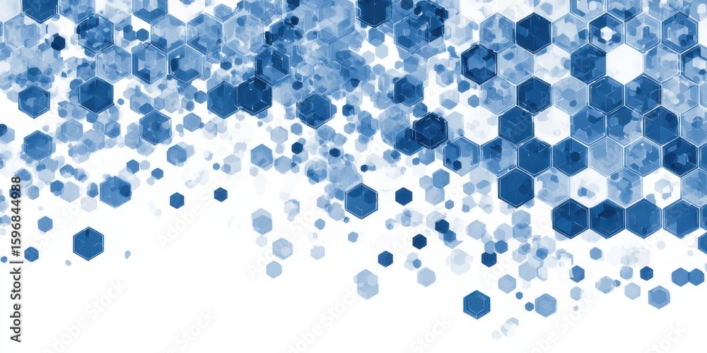 Poster abstract blue hexagon pattern creating a dynamic and modern visual effect for backgrounds or design 