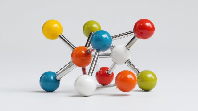 Colorful molecular model demonstrating chemical structure in a controlled environment