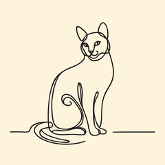 Cat continuous line drawing. One line vector drawing.
