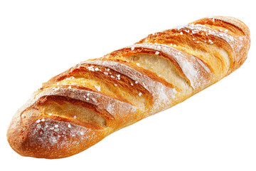 Golden Crust Baguette with Sprinkled Salt Crystals on Top Isolated on Transparent Background