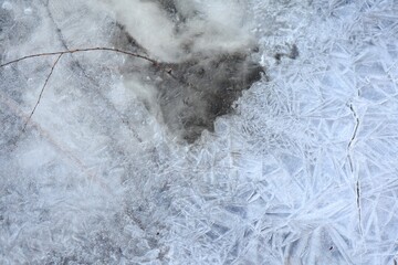Obraz premium ice on the river in the spring, the texture of the ice